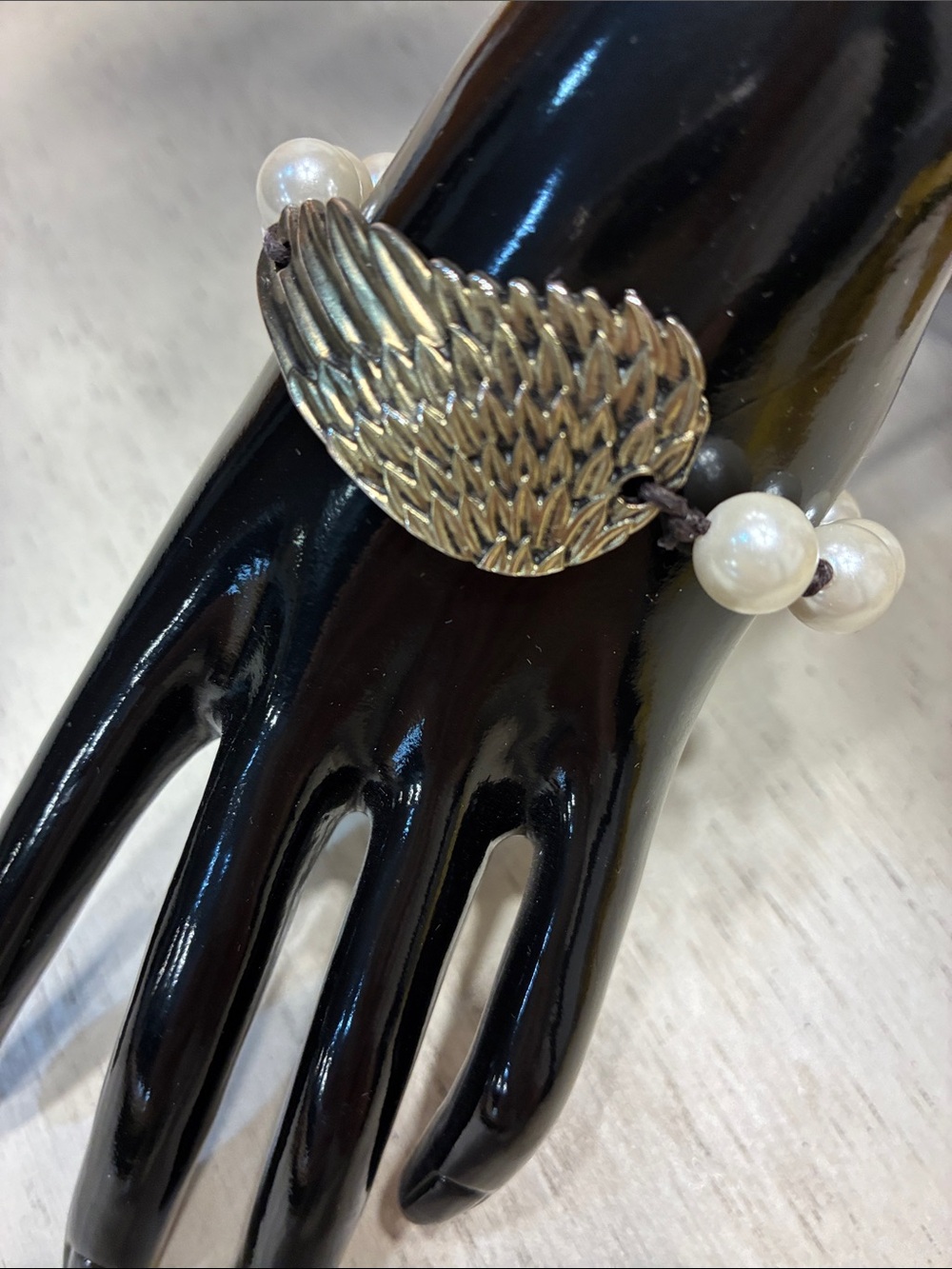 Gold Wing Pearl Bead Bracelet - Women Jewelry